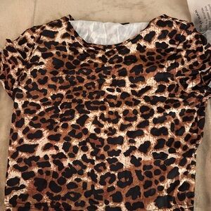 SHEIN Brown Leopard Print Short Sleeve Top